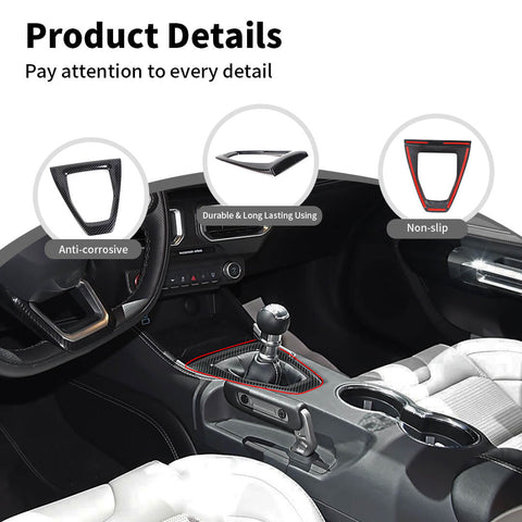 For 2024+ Ford Mustang Interior Center Console Gear Shift Panel Cover Trim