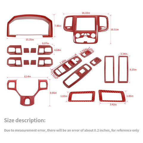 For 2011-2017 Dodge Ram 4 Door 19 x Center Console Decoration Cover Trim Kit