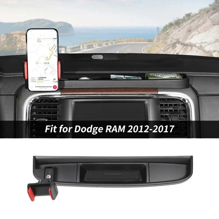 For 2010-2017 Dodge Ram Center Console Phone Holder Bracket Storage Box Tray