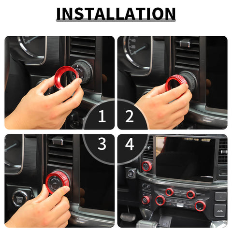 For 2021+ Ford F 150 Air Conditioner Headlight 4WD Trailer Switch Knob Tring Ring Kit