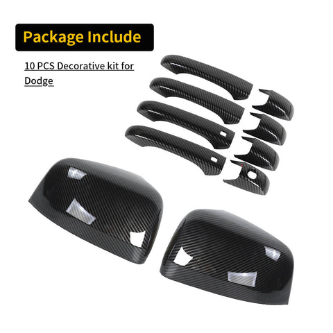 For 2011-2020 Dodge Durango Car Door Handle Rearview Mirror Shell Trim Cover Kit