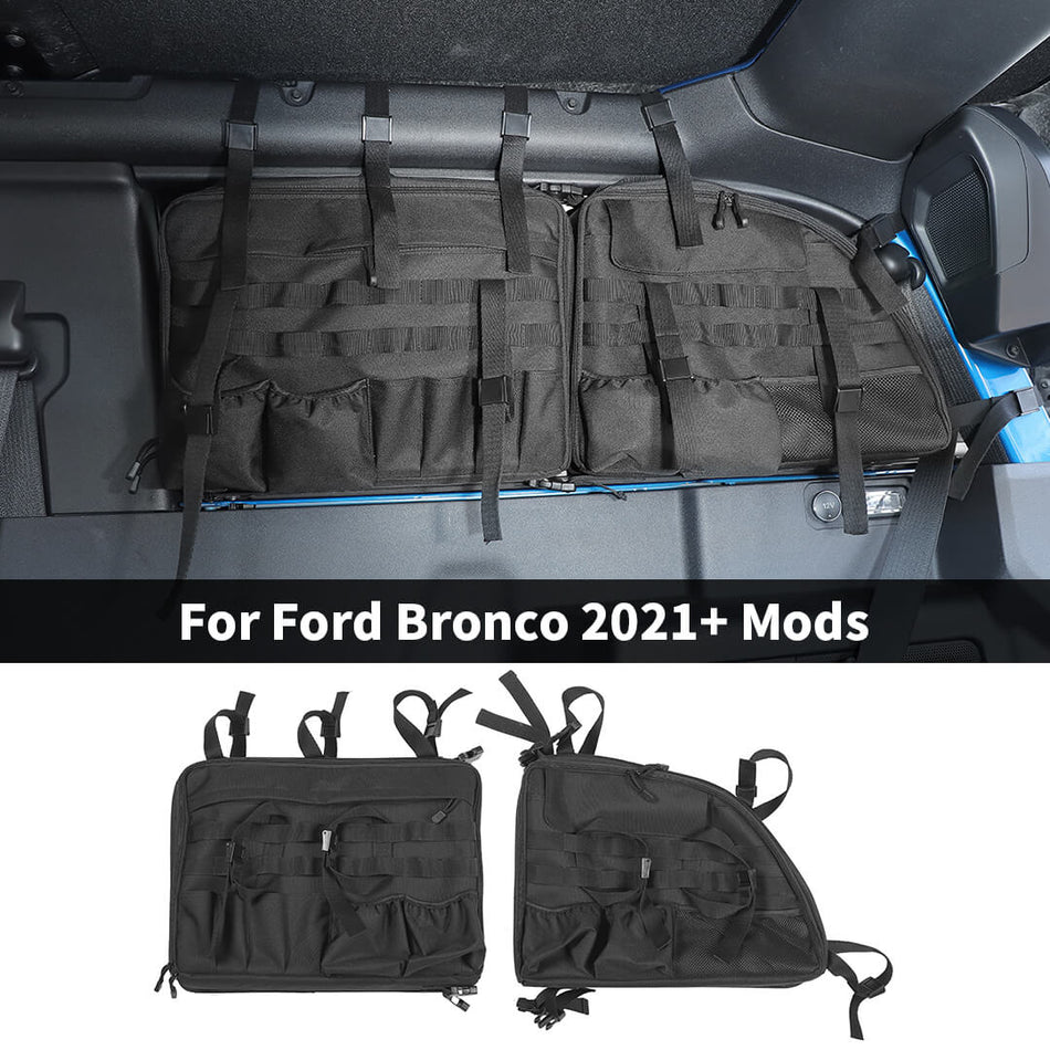 For 2021+ Ford Bronco 2-Door Version Side Rear Trunk Roll Bar Storage Bag Tool Organizer