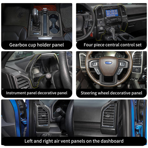For 2015-2020 Ford F150 Interior Center Console Gear Shift Trim Cover Kit