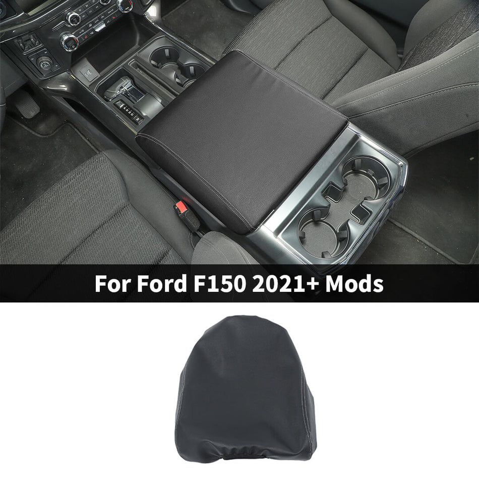 For 2021+ Ford F150 Interior Central Console Armrest Box Lid Cover Leather Pad Mat