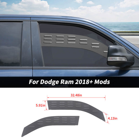 For 2018+ Dodge RAM Front Rear Window Glass Louver Ventilation Panel Air Vent Plate