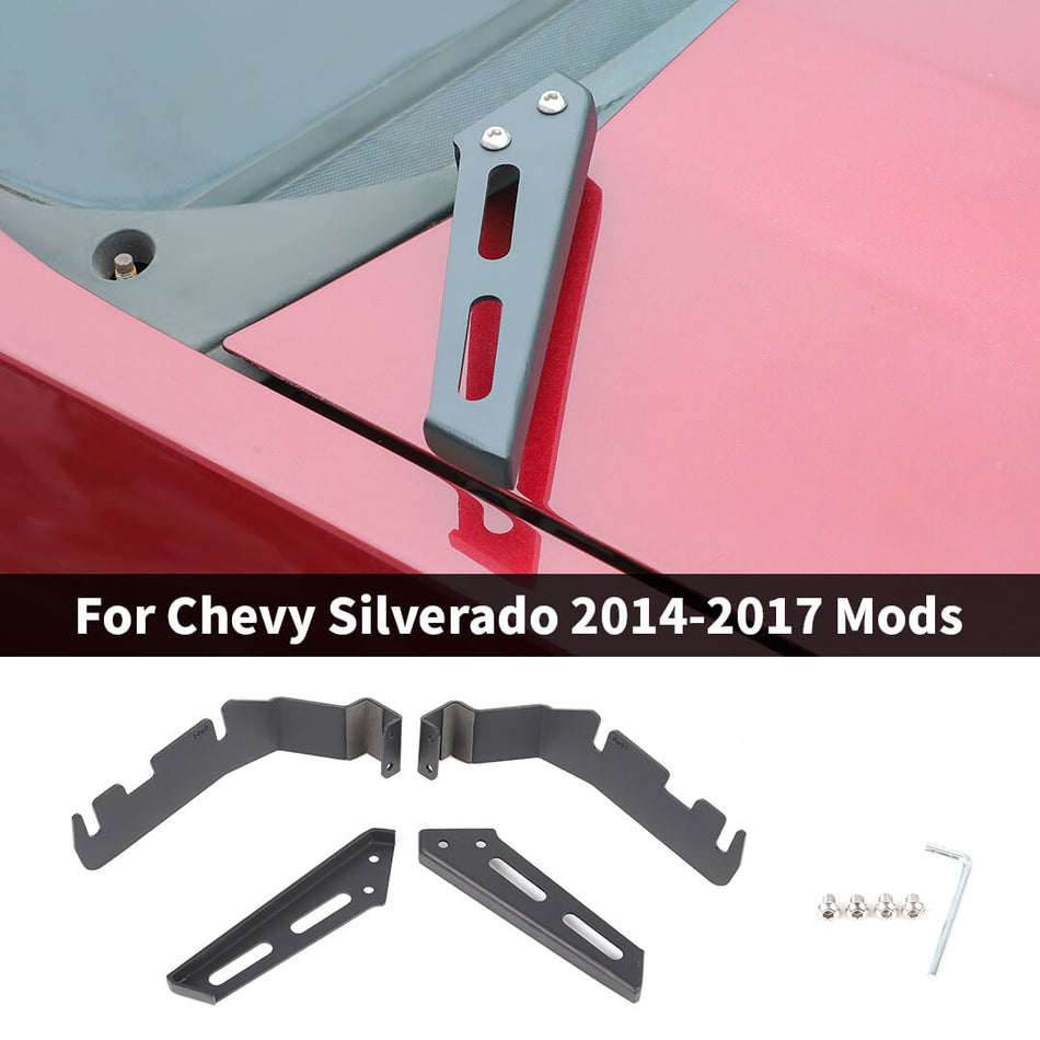 For 2014-2017 Chevy Silverado/GMC-SIERRA Sides LED Light Engine Hood Ditch Mount Bracket Holder (2 pcs)