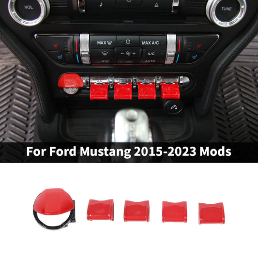 For 2015-2023 Ford Mustang Interior Central Control Start Stop Button Trim Bezel Cover (5 pcs)