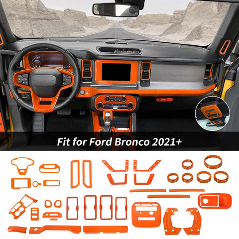 38 x Interior Full Set Decoration Cover Trim Kit & Grille trim For Ford Bronco 2021+ Orange Accessories | CheroCar