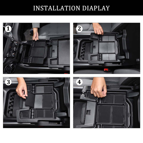 Center Console Armrest Storage Box Tray Organizer For Dodge RAM 1500 2018+ Black Accessories | CheroCar