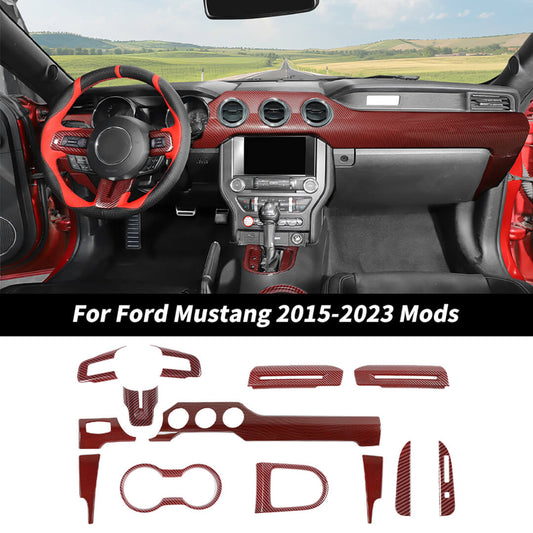 For 2015-2023 Ford Mustang Interior Center Console Trim Cover Kit (13 pcs)