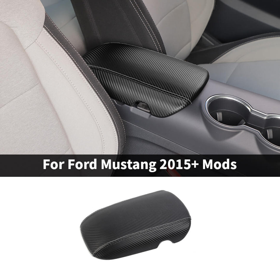 For 2015+ Ford Mustang PU Leather Center Console Armrest Box Storage Cover