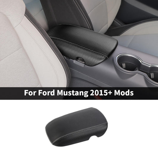 For 2015+ Ford Mustang PU Leather Center Console Armrest Box Storage Cover