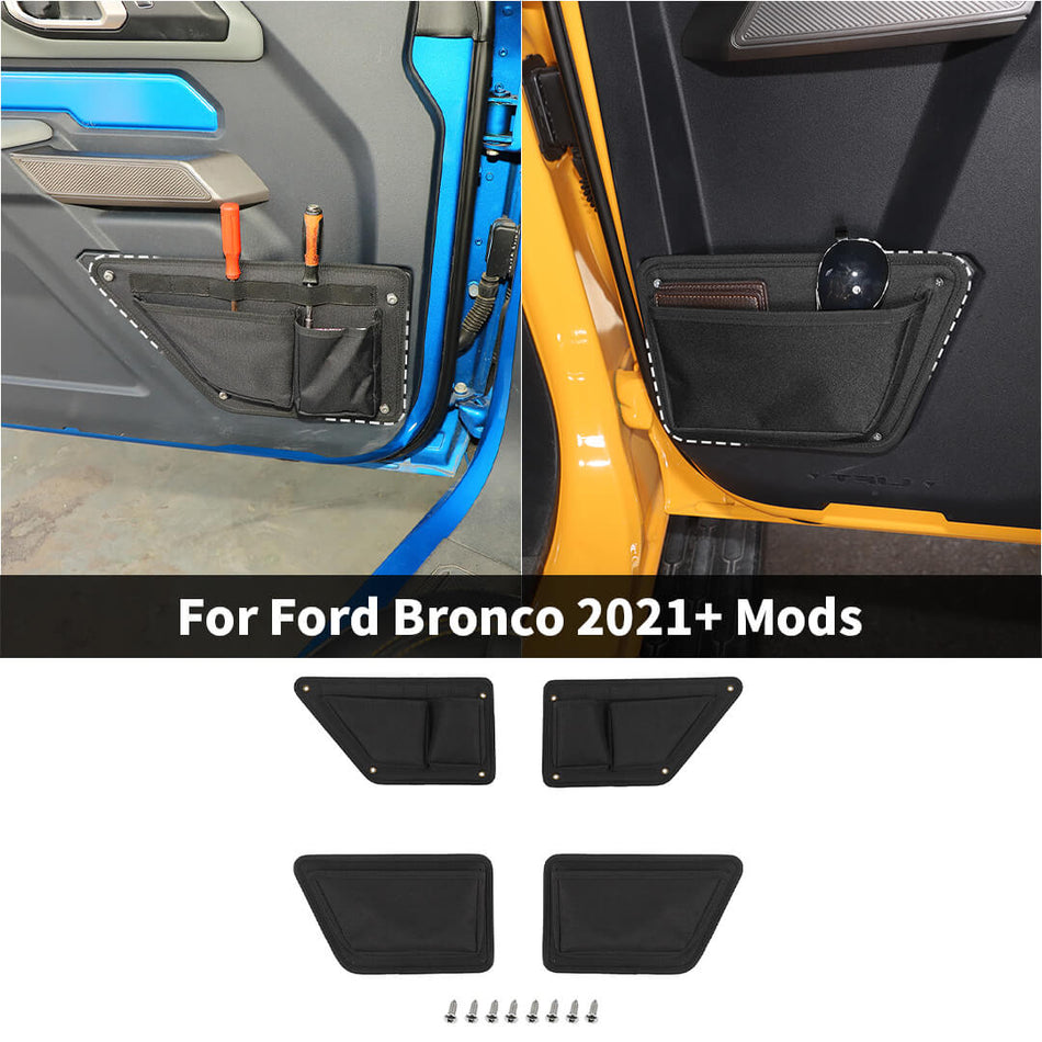For 2021+ Ford Bronco Front Rear Door Mesh Net Pocket Storage Box Organizer Bag
