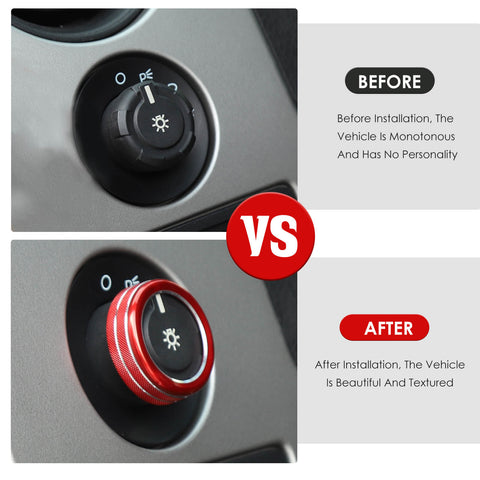 Interior Headlight Switch Knob Ring Trim Bezel For Ford F150 Raptor 2009-2014 Accessories | Cherocar