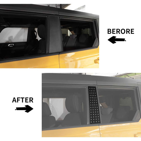 For 2021+ Ford Bronco 2/4-Door Window Pillar Decor Cover Sticker Trim Black