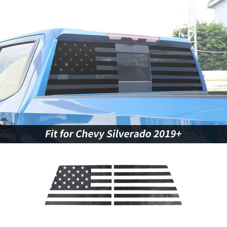 For 2019+ Chevy Silverado Rear Window Sticker Decal Trim US Flag