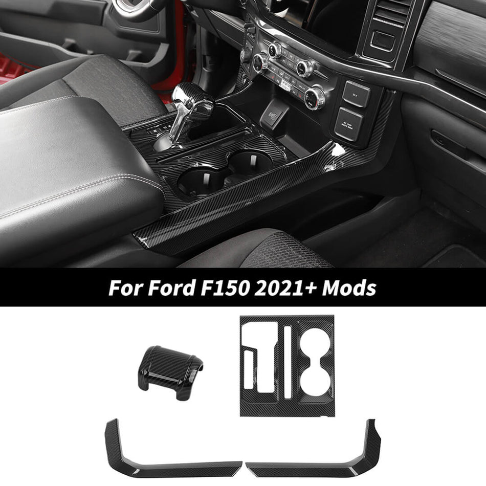 For 2021+ Ford F150 Gear Shift Knob & Side Trim Panels & Main Gear Shift Console Panel Trim（4 pcs）