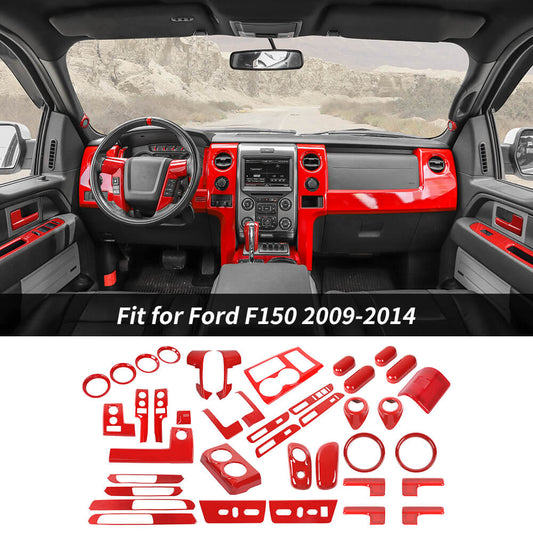 For 2009-2014 Ford F150 Raptor 15 x Center Console And Car Door Trim Kit Red