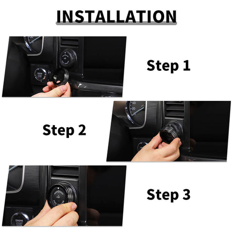 For 2021+ Ford F150 Center Control Dash 4WD/Trailer Switch Knob Rings Cover Trim