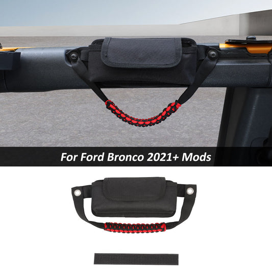 For 2021+ Ford Bronco Front Door Storage Bag Organizer Roll Bar Grab Handle