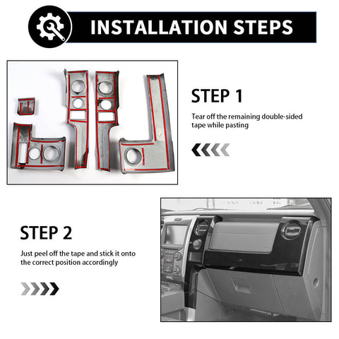 For 2009-2014 Ford F150 Raptor 45 x Center Console And Car Door Trim Kit Carbon Fiber
