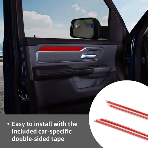 For 2018+ Dodge RAM Interior Car Door Decoration Strips Trim Cover