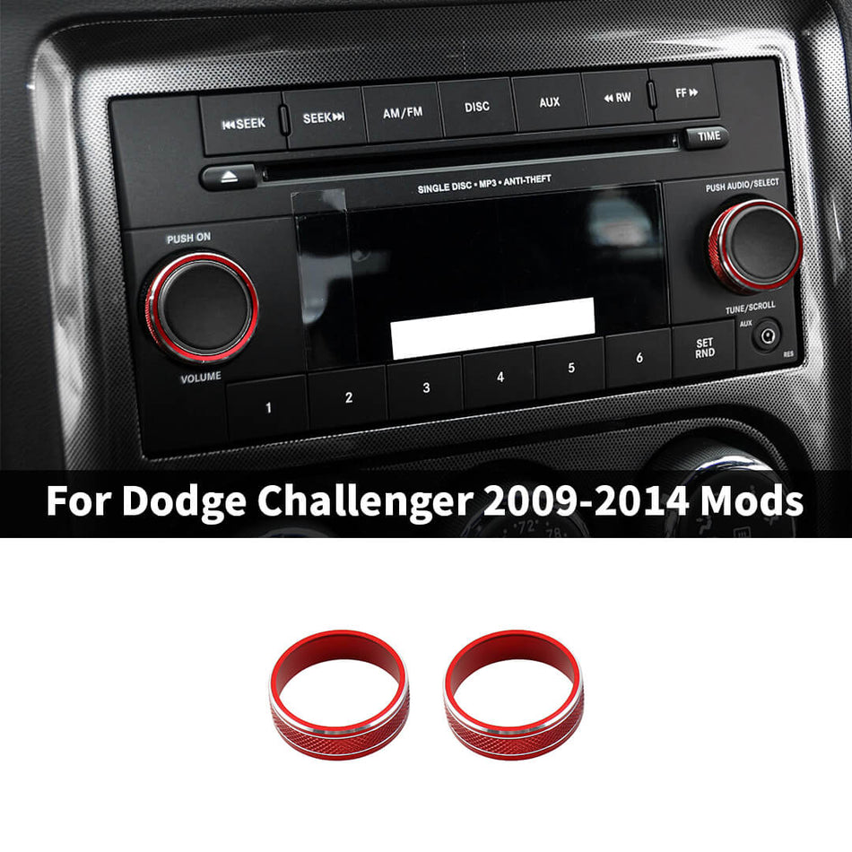 For 2009-2014 Dodge Challenger Center Console CD Switch Knob Trim Ring Small Screen (2 pcs)