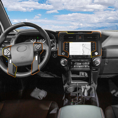 For 2020-2023 4Runner Interior Center Console Steering Wheel GPS Navigation Panel Cover Trim Kit
