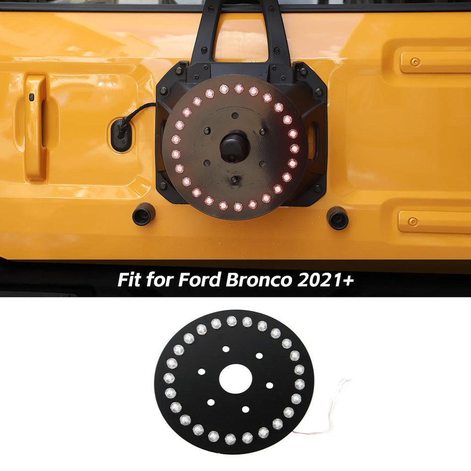 For 2021+ Ford Bronco Spare Tire LED Light Wheel Rear 3rd Brake Light Cover