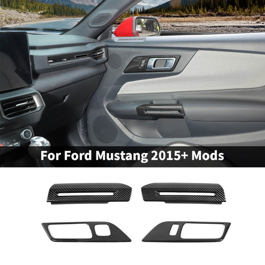 For 2015+ Ford Mustang Inner Door Handle Decoration Panel Bezel Cover Trim (4 pcs)
