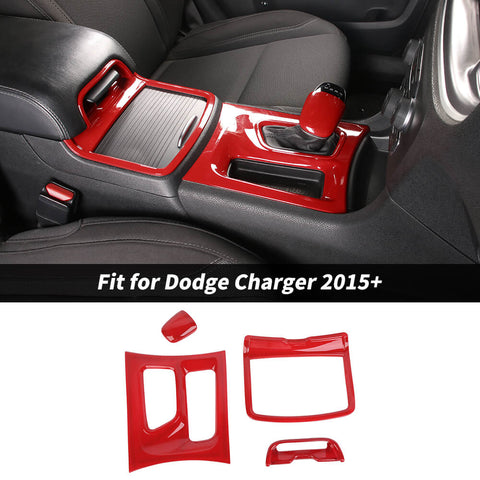 For 2015+ Dodge Charger 4 x Gear Shift Panel Shift Knob Cup Holder Panel Trim Decor