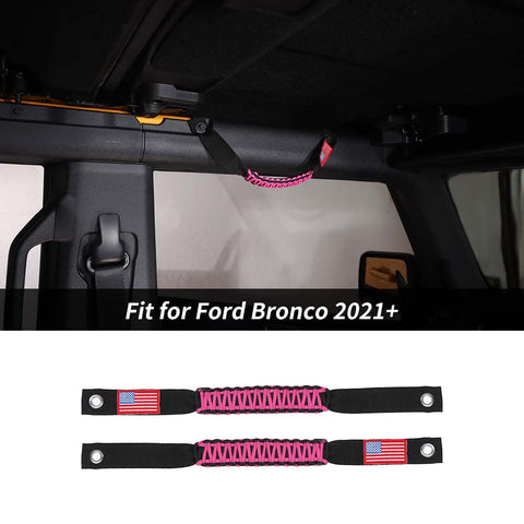 2 x Roll Bar Roof Top Grab Handles Grip For Ford Bronco 2021+ US Flagh Accessories | CheroCar