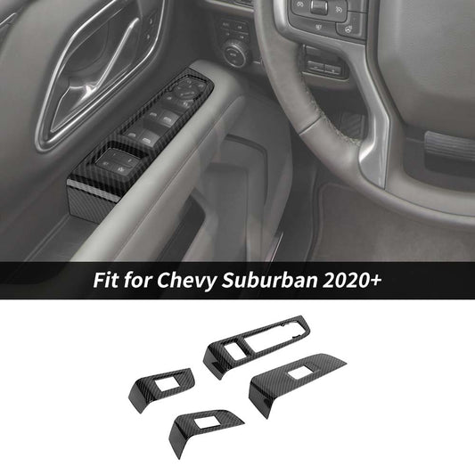 Door Window Lift Switch Panel Cover Inner Trim For Chevy Suburban 2020+/Tahoe/GMC Yukon 2021+ Carbon Fiber Accessories | CheroCar