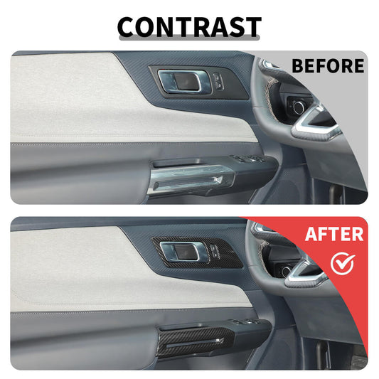 For 2015+ Ford Mustang Inner Door Handle Decoration Panel Bezel Cover Trim Non Memory Seat Button (4 pcs)