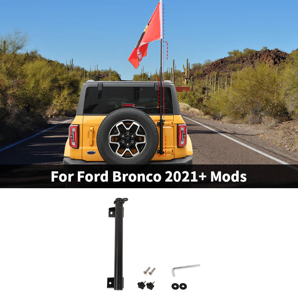 For 2021+ Ford Bronco Flagpole Holder Bracket Tailgate Hinge Flagpole Holder Multi-Function Single Flag & Antenna Holder