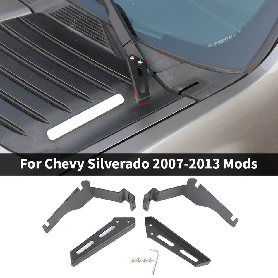 For 2007-2013 Chevy Silverado Front LED Pod Engine Hood Ditch Mount Brackets Holder Tray (2 pcs)