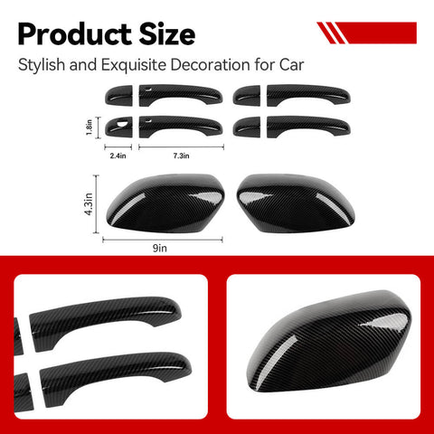 For 2011+ Chrysle 300C Exterior Door Handle Side Mirror Rearview Trim Cover Kit