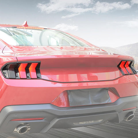 For 2024+ Ford Mustang Sides Rear Tail Light Trim Overlay Bezel Smoked Black