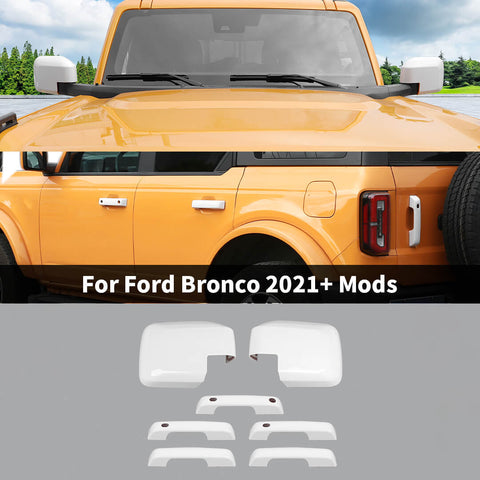 For 2021+ Ford Bronco Exterior Side RearView Mirror Shell Door Handle Trim Cover Kit