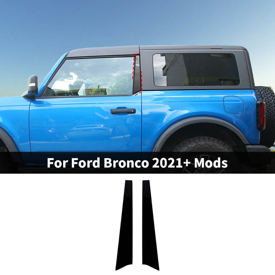 For 2021+ Ford Bronco 2 Door Black Window Center Pillar Decal Sticker（2 pcs）