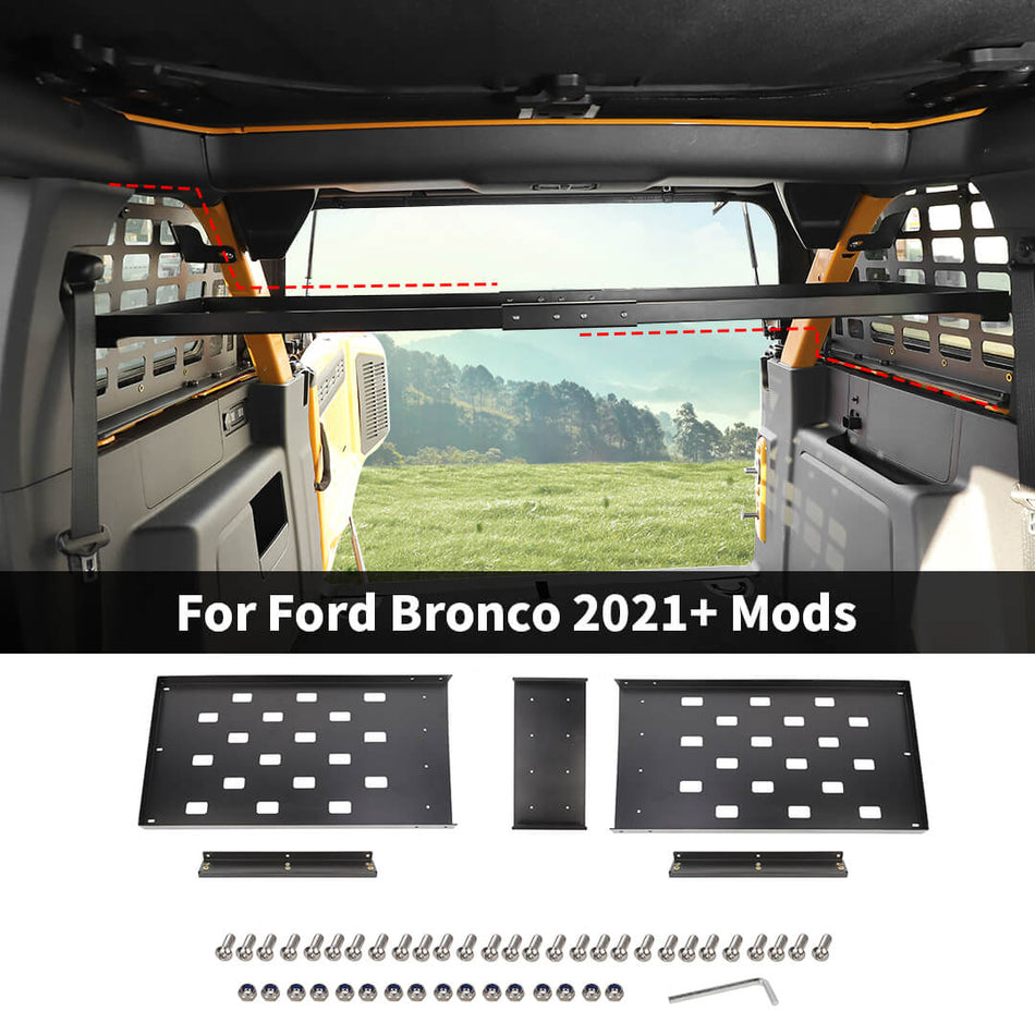 For 2021+ Ford Bronco 4 Door Cargo Area Storage Rack with Shelf Rear Trunk Expansion Organizer（5 pcs）