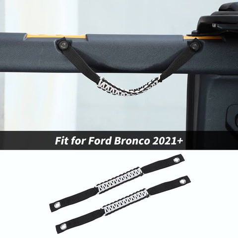 For 2021+ Ford Bronco Orange Top Bar Grab Handles Paracord