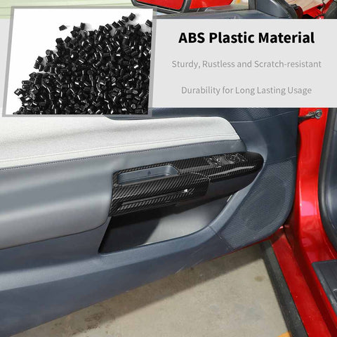 For 2015+ Ford Mustang Carbon Fiber Door And Window Lift Handle Trim Cover Suitable