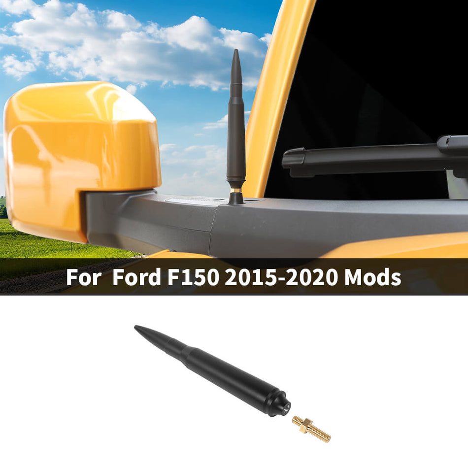 For 2009+ Ford F150/2021+ Bronco Engine Hood A-pillar Bullet Style Antenna Mast Radio Accessories