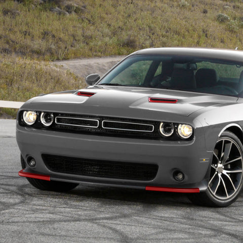 For 2015+ Dodge Challenger Front Hood Scoop Air Vent & Bumper Lip Splitter Cover Trim Kit