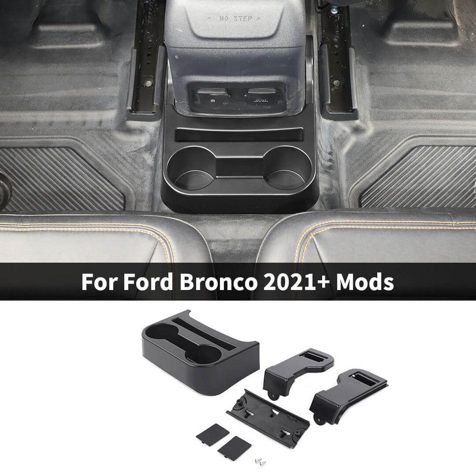 For 2021+ Ford Bronco Car Armrest Rear Seat Dual Cup Holder Storage Box 2-Door Version