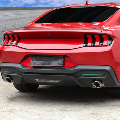 For 2024+ Ford Mustang Smoked Black Rear Fog Light Lamp Frame Cover Trim Bezels