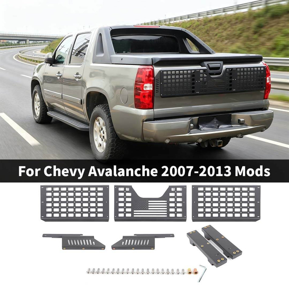 For 2007-2013 Chevy Avalanche Rear Tailgate Extension Guard Plate Holder Rack Accessories (3 pcs)