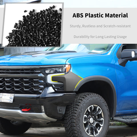 For 2022+ Chevrolet Silverado Black Front Grill Side Fender Wrap Corner Cover Trim