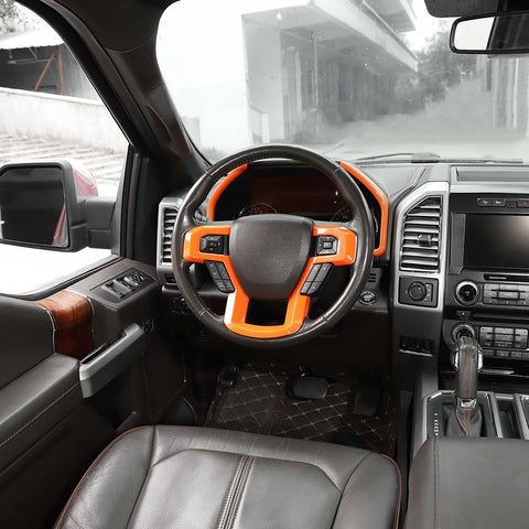 19 x Console Steering Wheel Dashboard Window Handle Trim Cover Kit For Ford F150 2015-2020 Orange Accessories | CheroCar